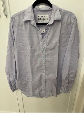 Frank & Eileen Light Blue Shirt with Pink Windowpane Check